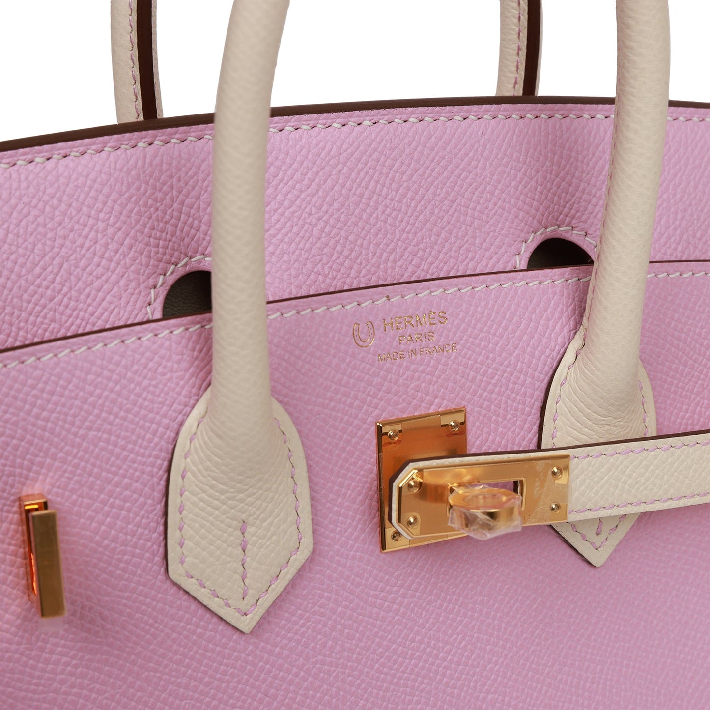 Hermes Birkin 25 Sellier Mauve Sylvestre and Craie Epsom Rose Gold Hardware