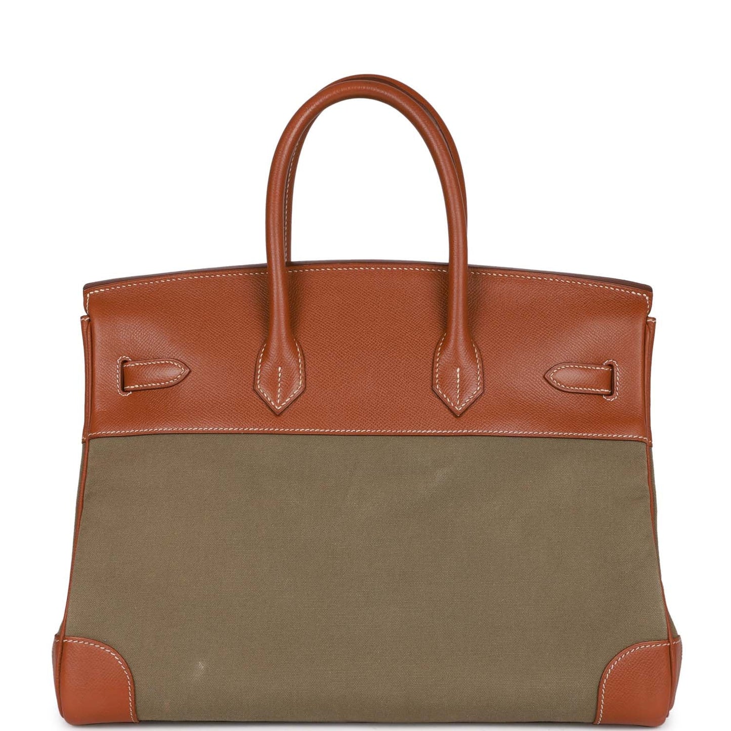 Hermes Birkin 35 Gold Courchevel and Olive Toile H Gold Hardware