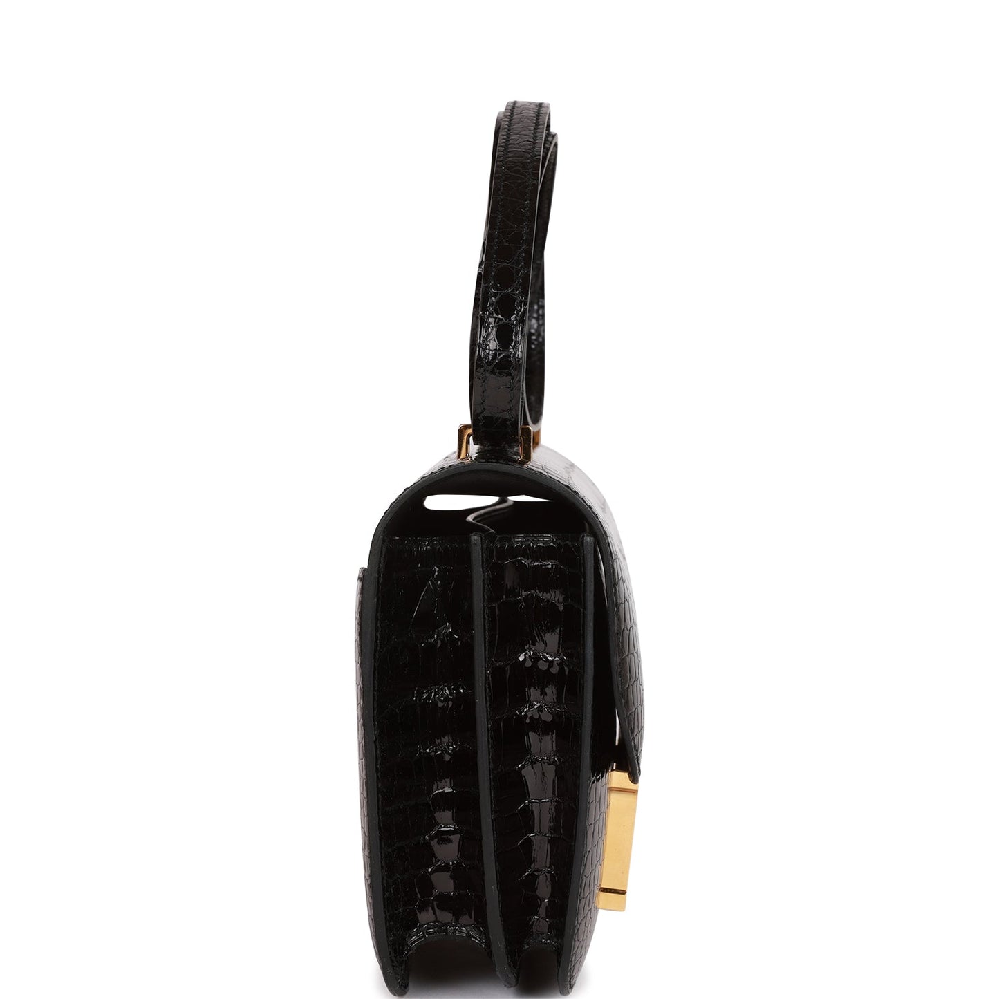Hermes Constance 18 Black Shiny Alligator Gold Hardware