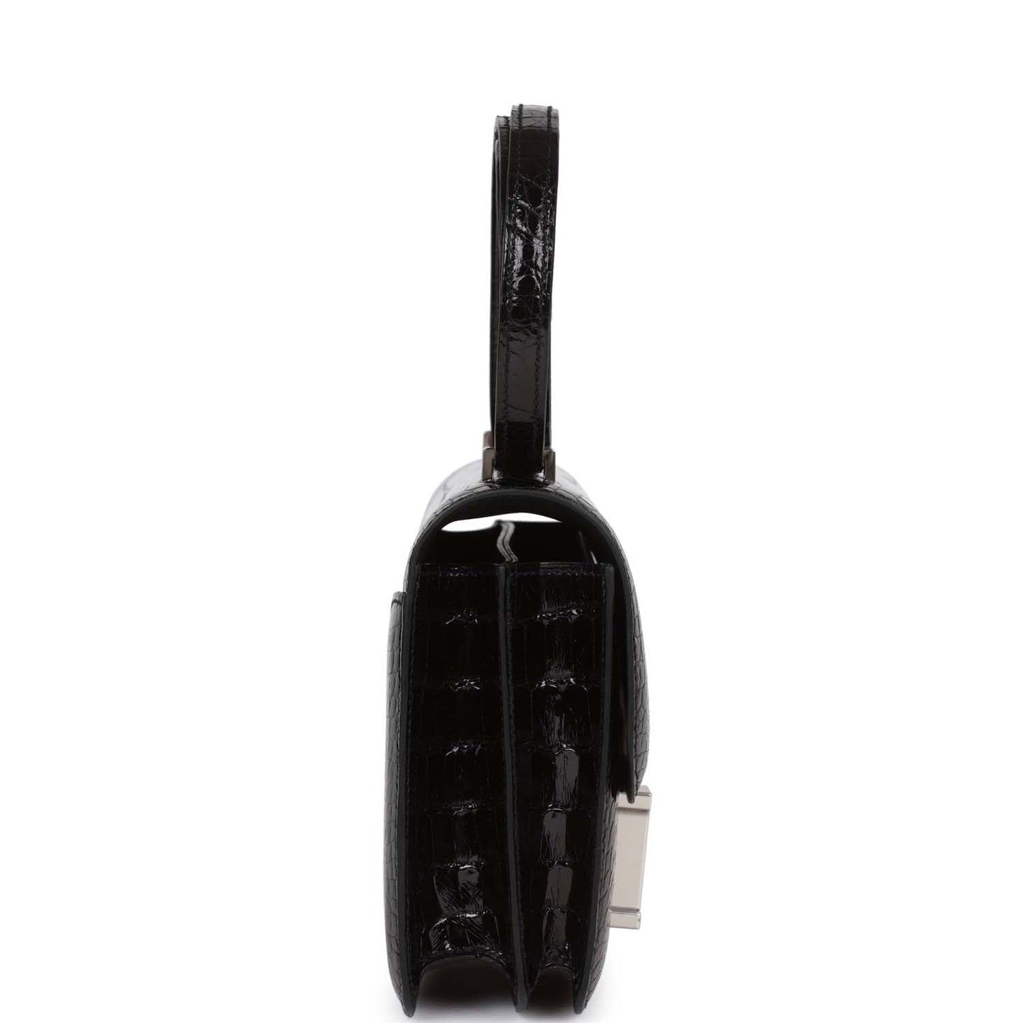 Hermes Constance 18 Black Shiny Alligator Palladium Tiger's Eye Hardware