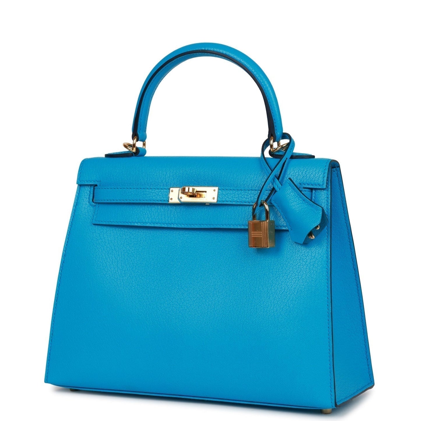 Hermes Kelly 25 Sellier Bleu Frida Chevre Gold Hardware
