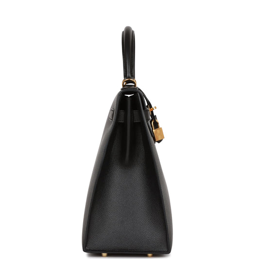 Hermes Kelly 32 Sellier Black Epsom Gold Hardware