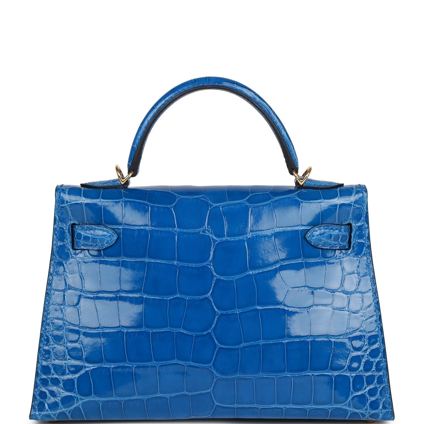 Hermes Kelly 20 Sellier Bleu Zellige Shiny Alligator Gold Hardware