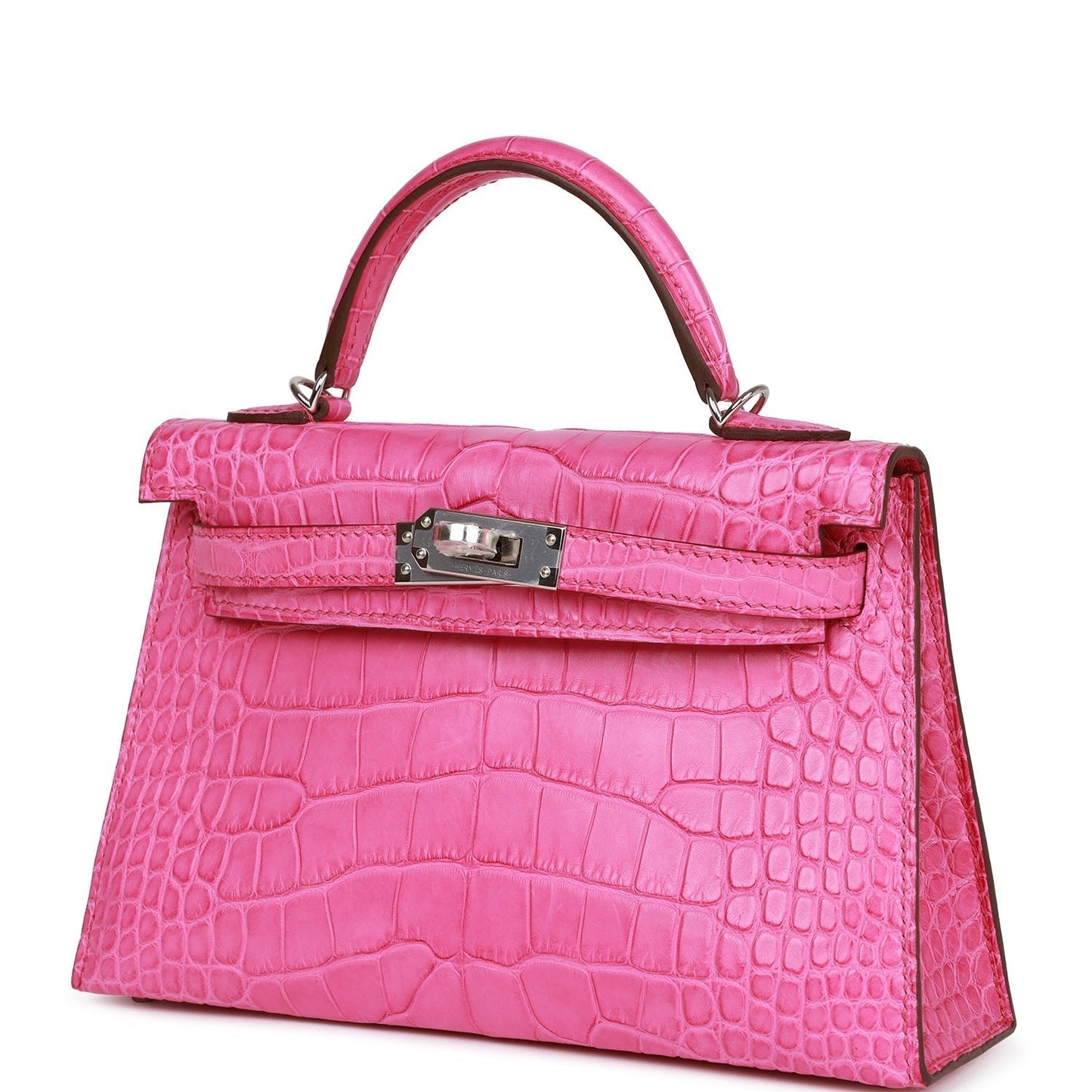 Hermes Kelly 20 Sellier Rose Shocking Matte Alligator Palladium Hardware