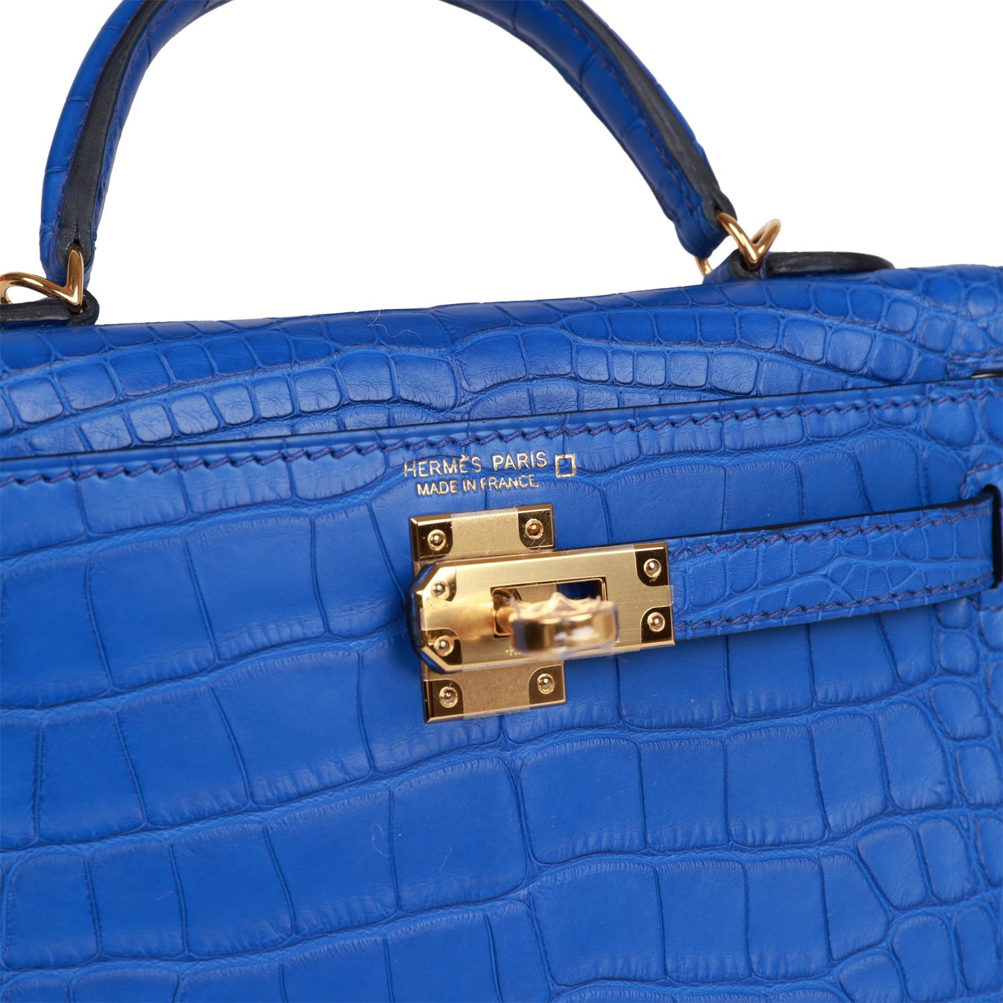 Hermes Kelly 20 Sellier Bleu Royal Matte Alligator Gold Hardware