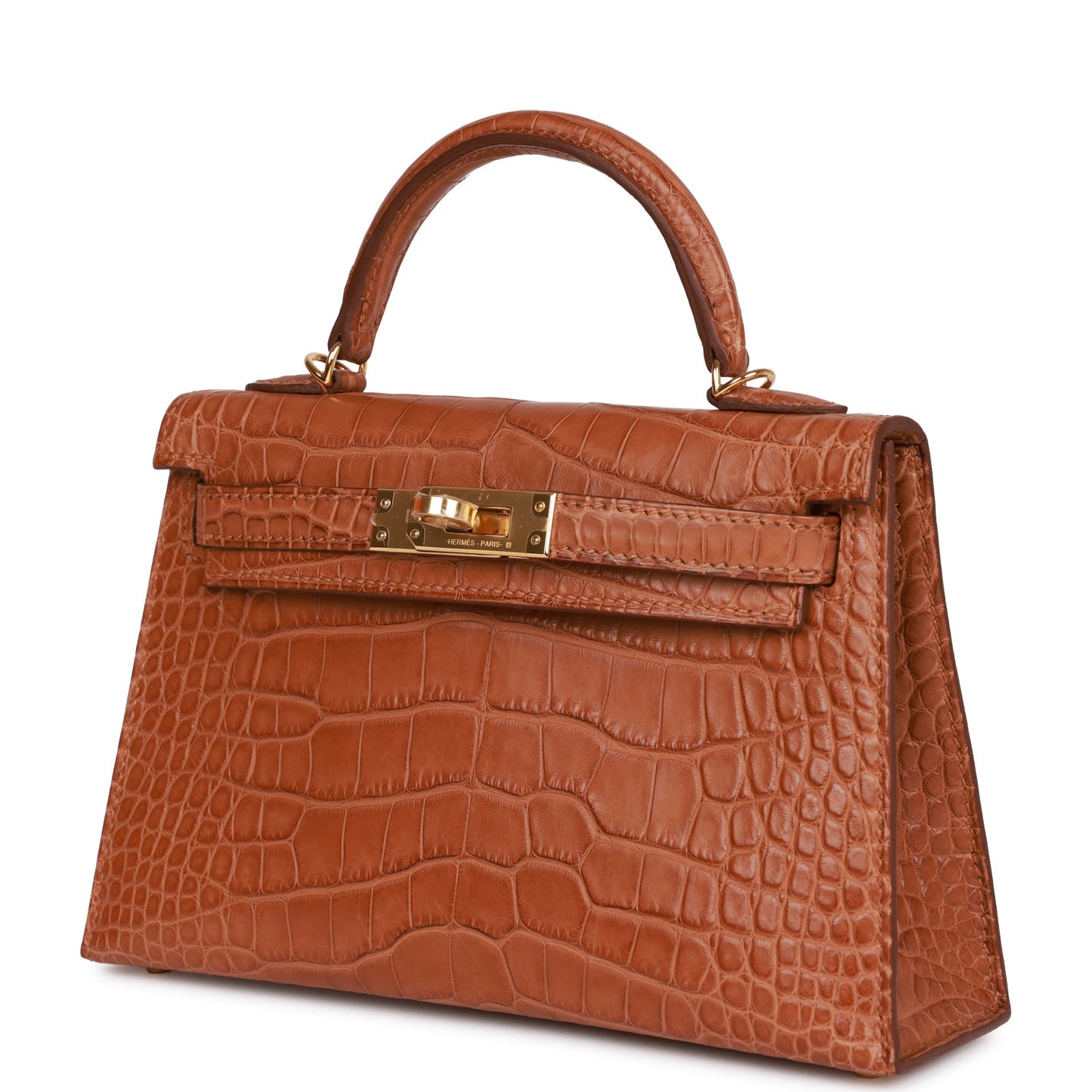 Hermes Kelly 20cm Sellier Gold Matte Alligator Gold Hardware