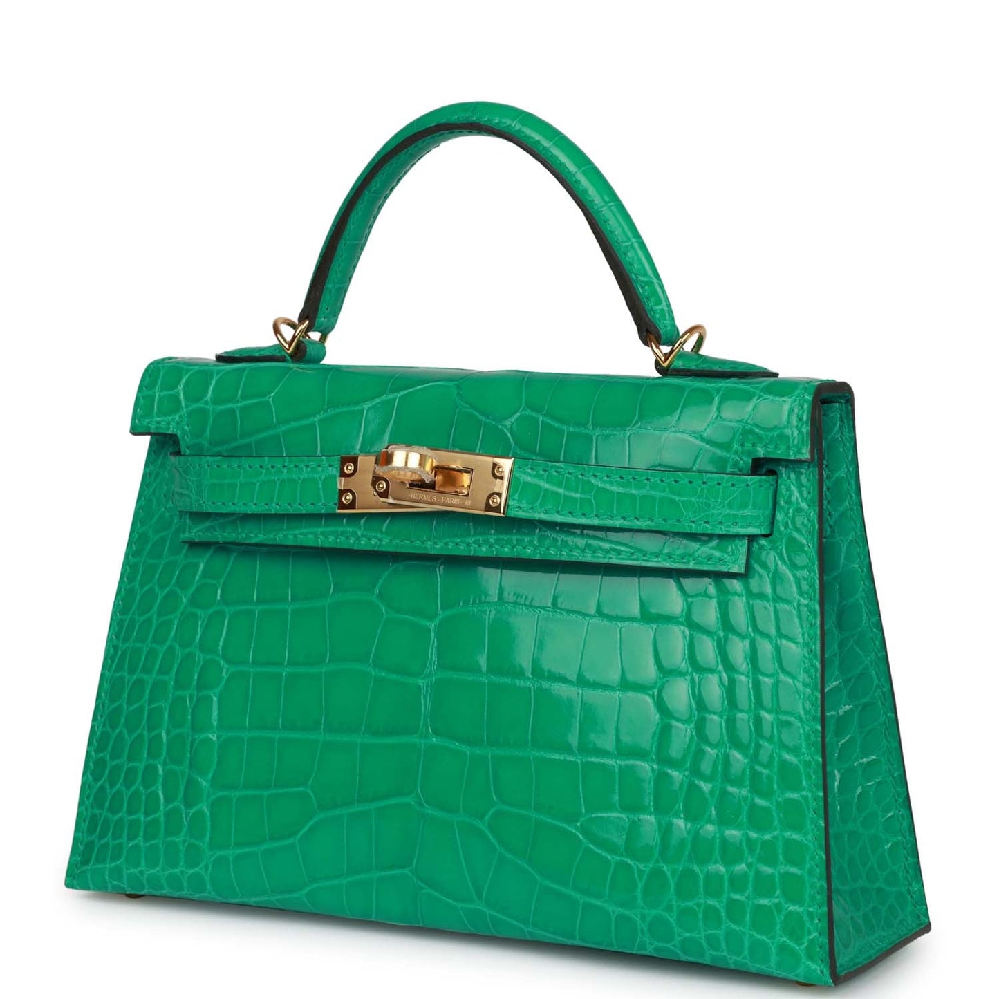 Hermes Kelly 20 Sellier Vert Jade Shiny Alligator Gold Hardware
