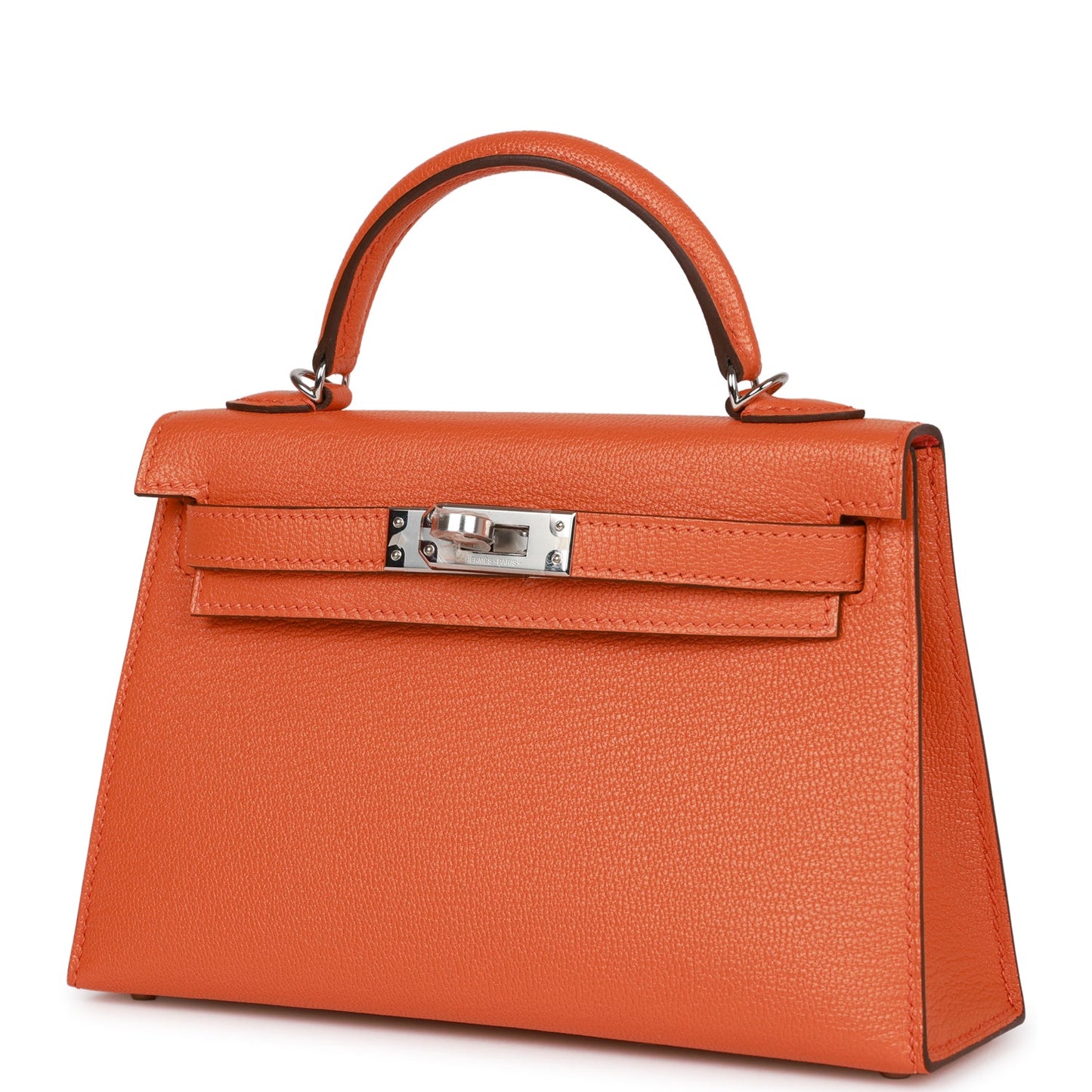 Hermes Kelly 20 Sellier Orange Verso Chèvre Palladium Hardware