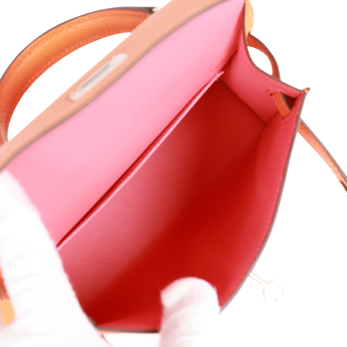 Hermes Kelly 20 Sellier Orange Verso Chèvre Palladium Hardware