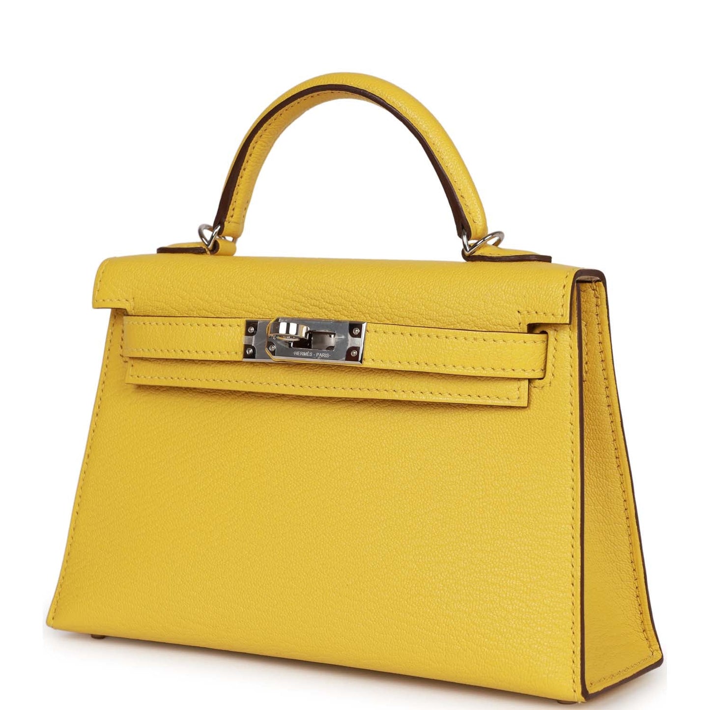 Hermes Kelly 20 Sellier Jaune de Naples Verso Chèvre Palladium Hardware