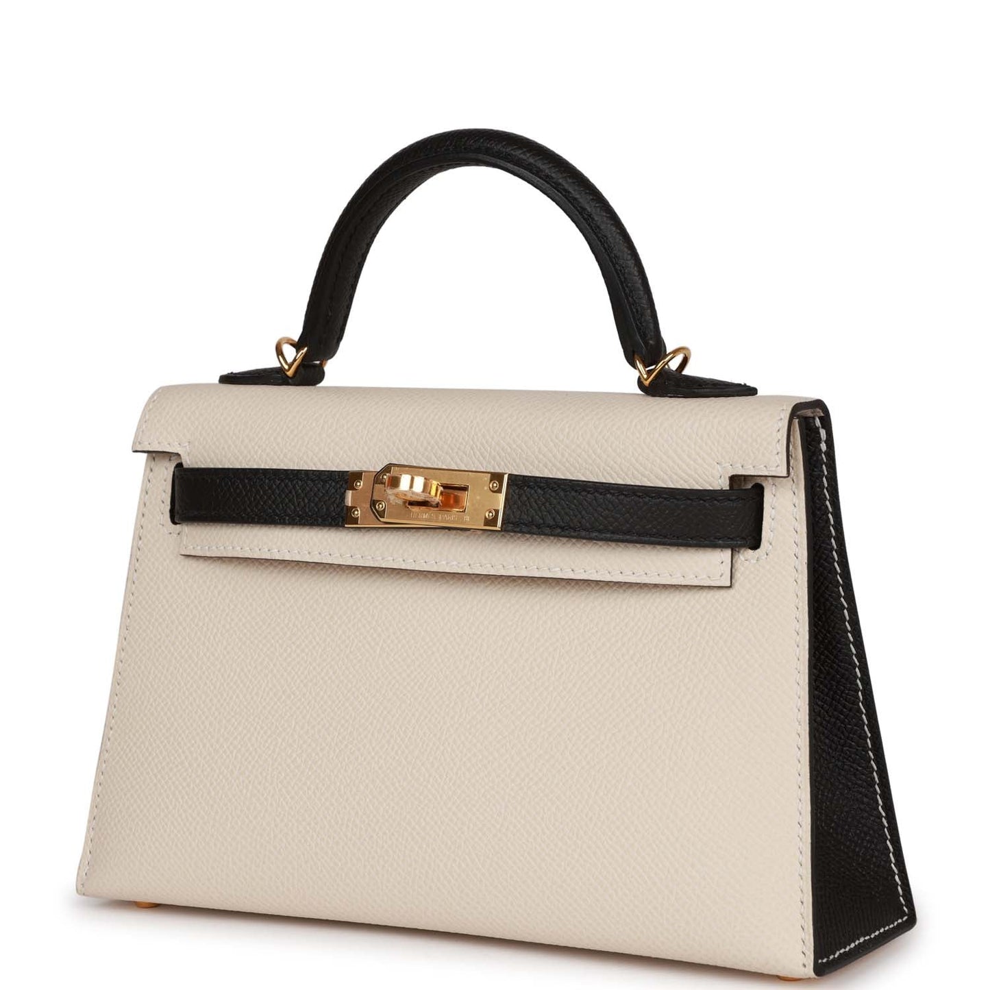 Hermes Special Order (HSS) Kelly 20 Sellier Craie and Black Epsom Gold Hardware
