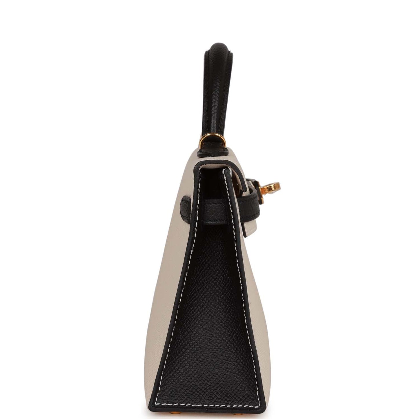 Hermes Special Order (HSS) Kelly 20 Sellier Craie and Black Epsom Gold Hardware