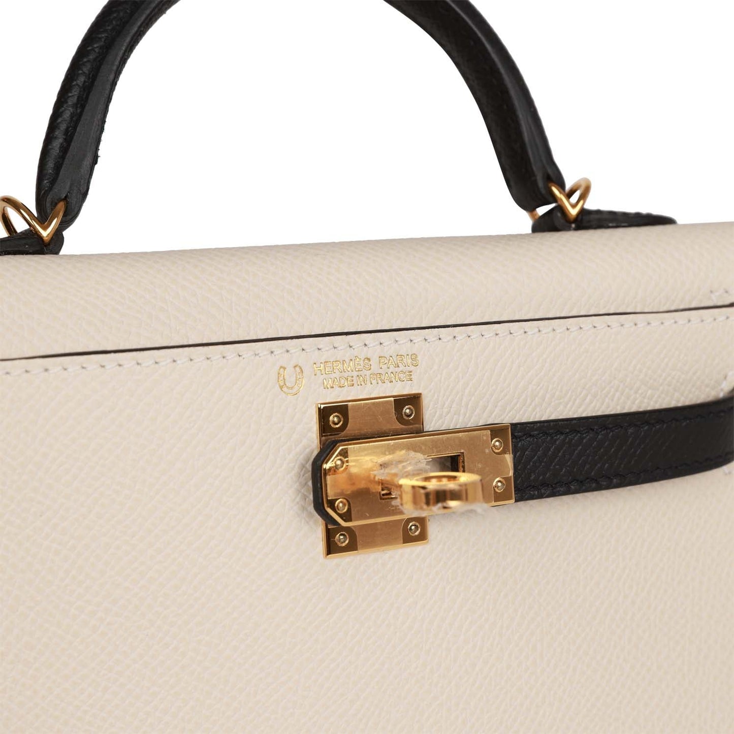 Hermes Special Order (HSS) Kelly 20 Sellier Craie and Black Epsom Gold Hardware