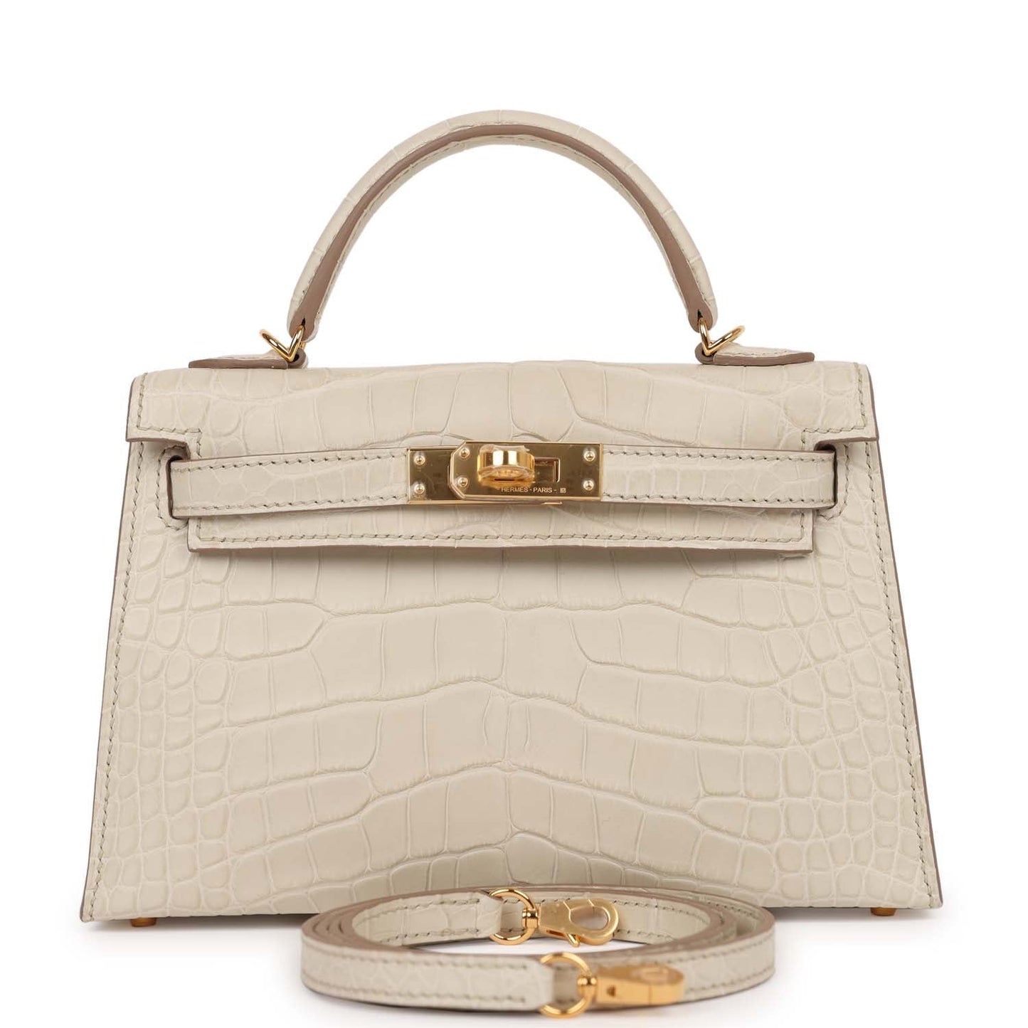 Hermes Kelly 20 Sellier Beton Mate Alligator Gold Hardware