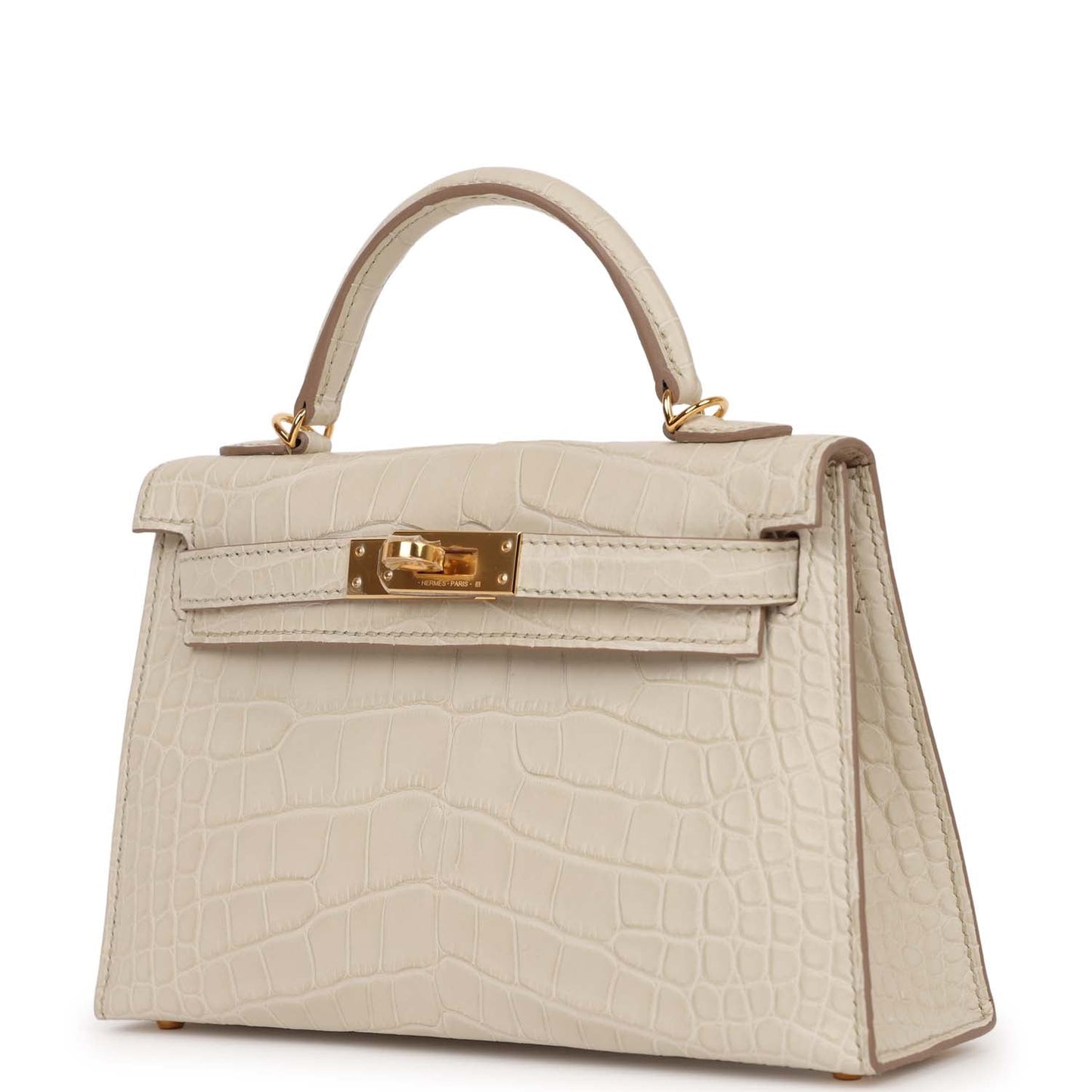 Hermes Kelly 20 Sellier Beton Mate Alligator Gold Hardware