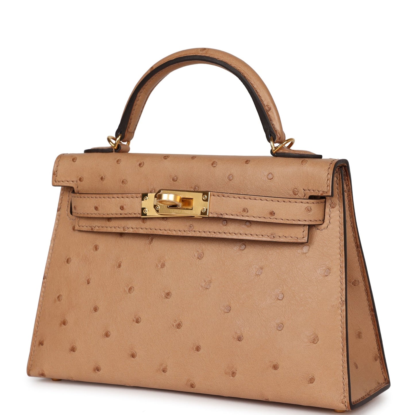 Hermes Kelly 20 Sellier Chai Ostrich Gold Hardware