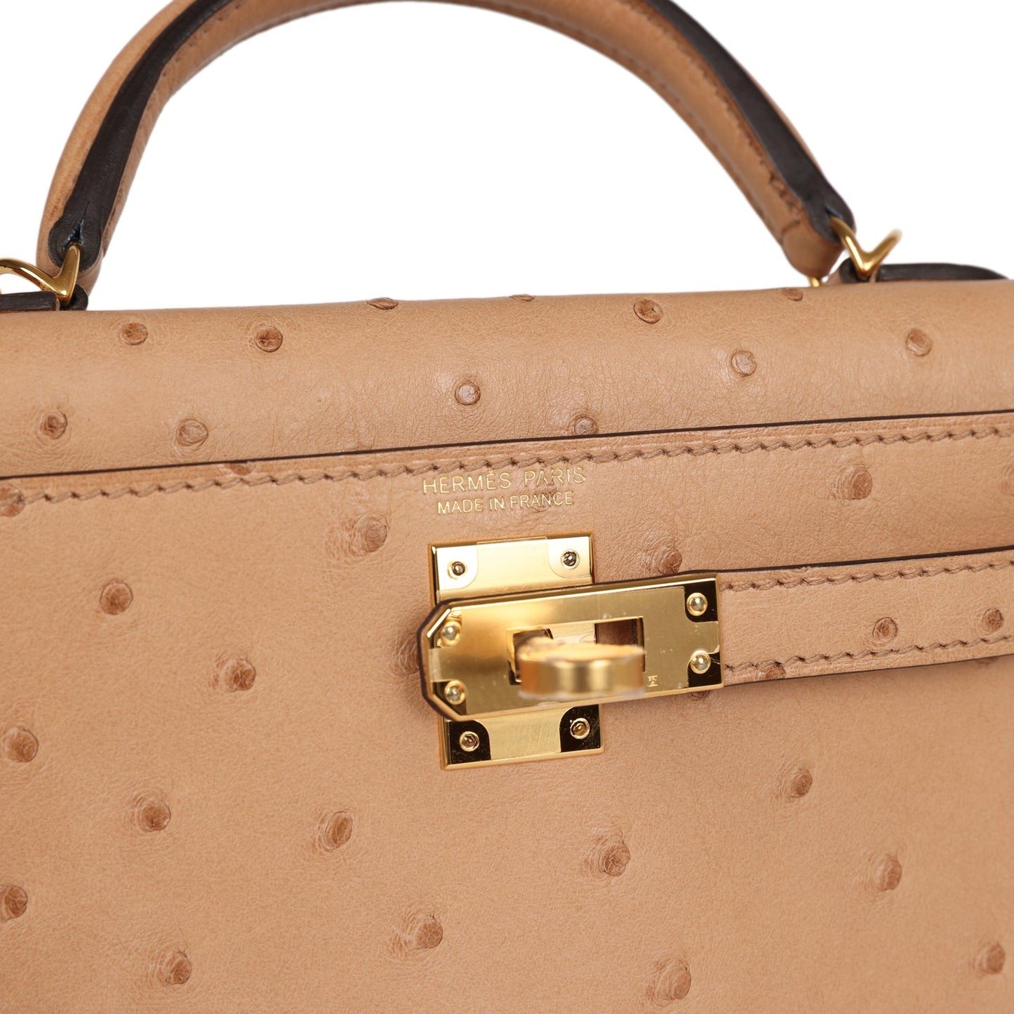 Hermes Kelly 20 Sellier Chai Ostrich Gold Hardware