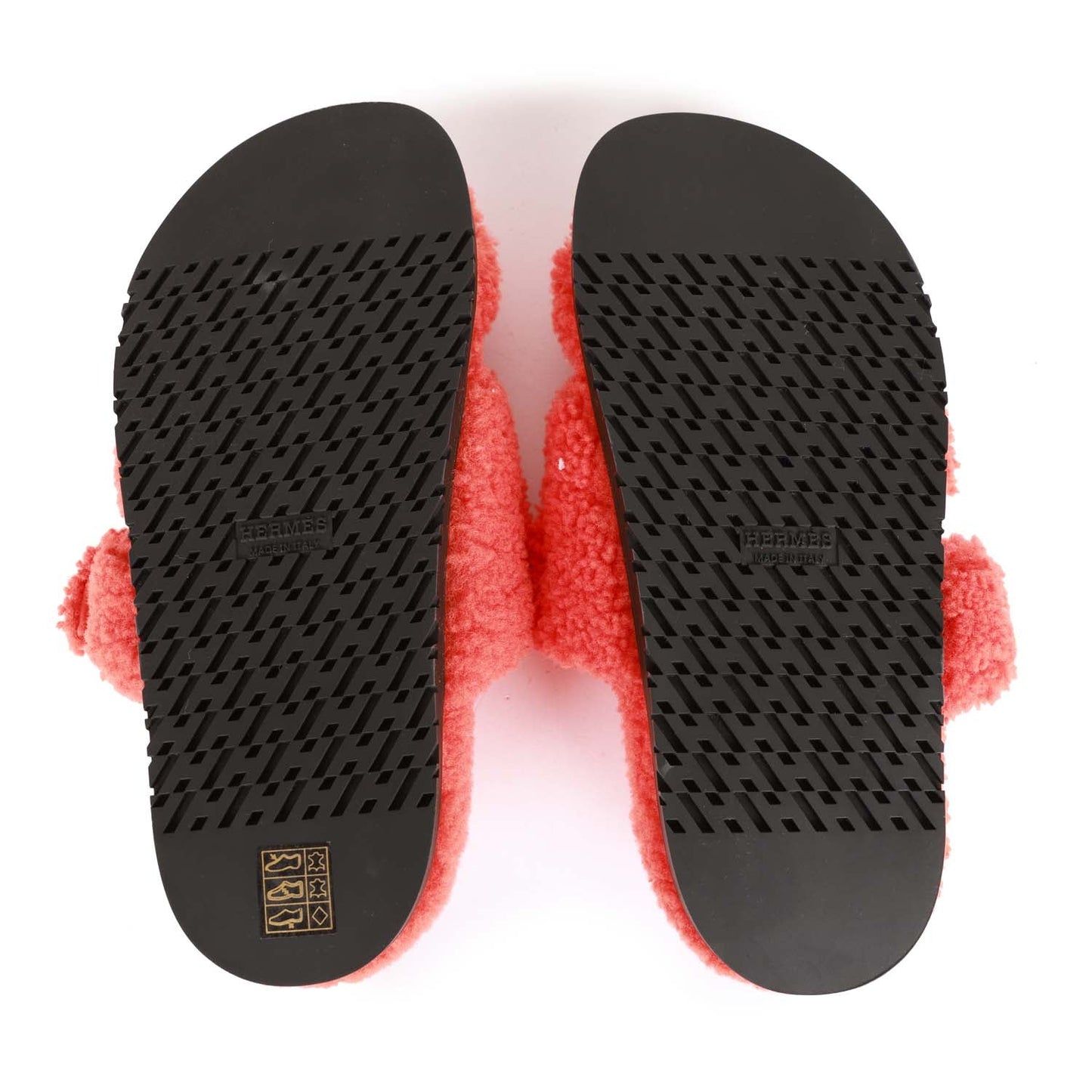Hermes Chypre Techno Sandals Orange Woolskin 37.5