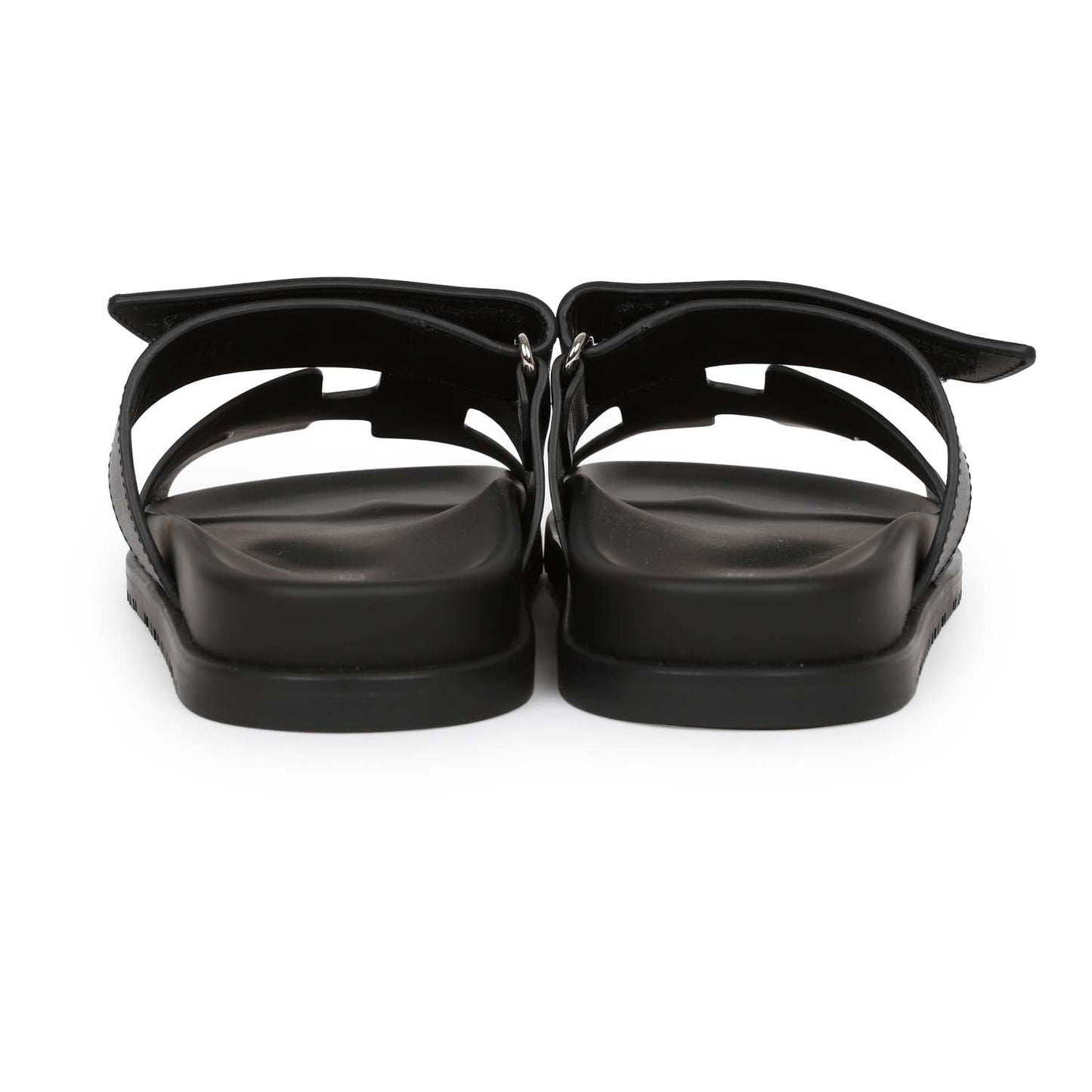 Hermes Chypre Techno Sandals Black Calfskin Palladium Hardware 35