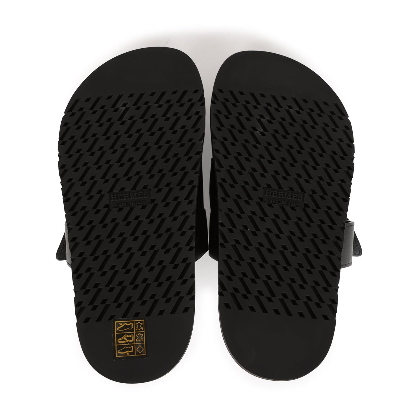 Hermes Chypre Sandals Black Calfskin Palladium Hardware 34.5