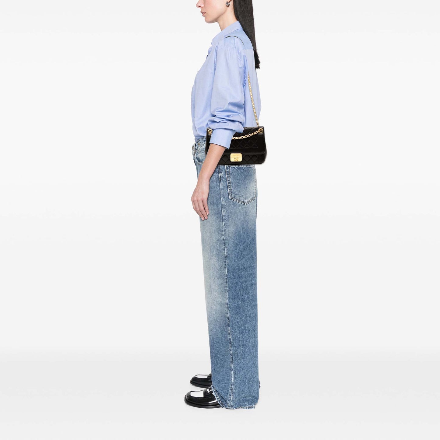 Black Chanel Large Lambskin Chic With Me Flap Crossbody Bag