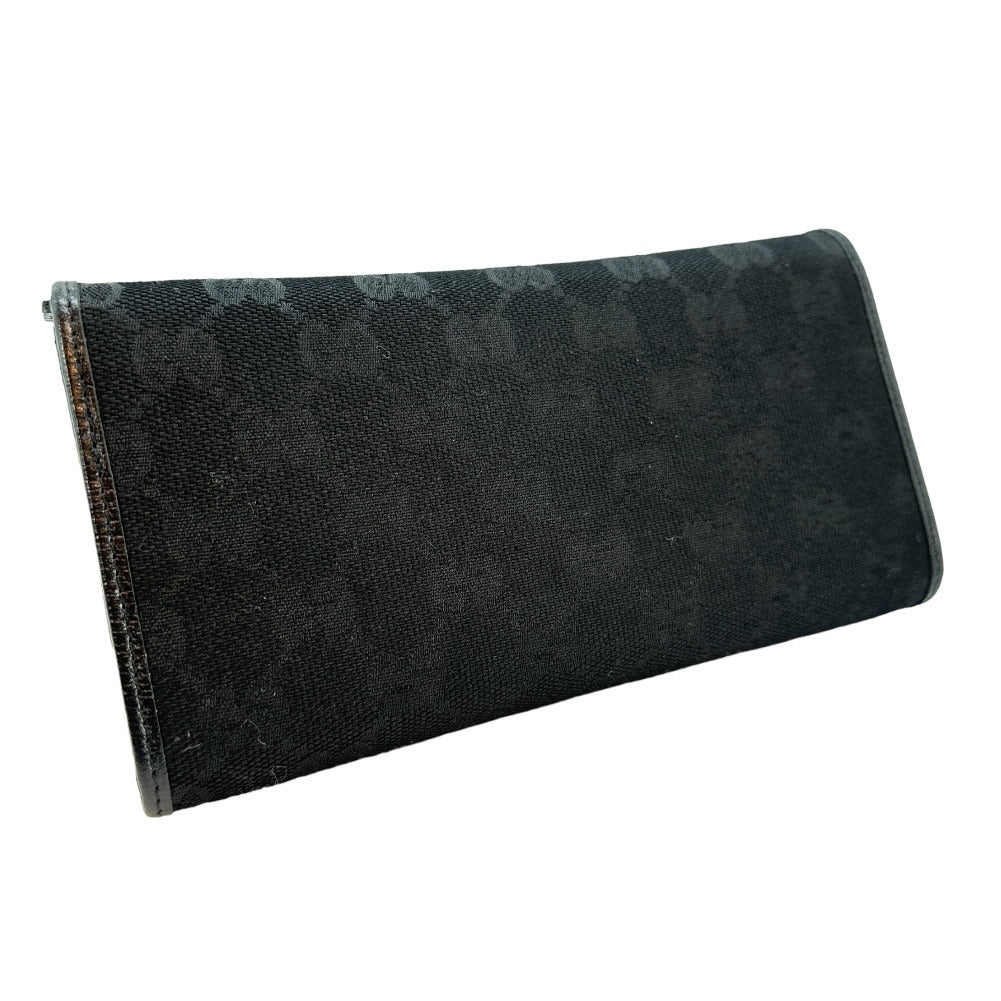 GUCCI Long Wallet Purse GG canvas black Women(Unisex)