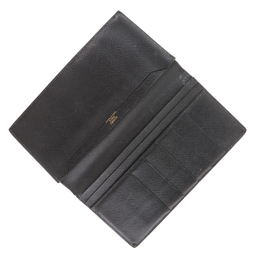 HERMES Bill Compartment leather black MC2 Fleming mens  d