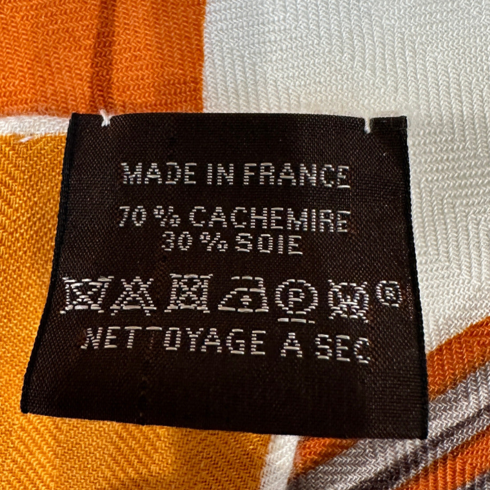 HERMES Stall Cashmere, Silk Orange Caljean 140 Women  d