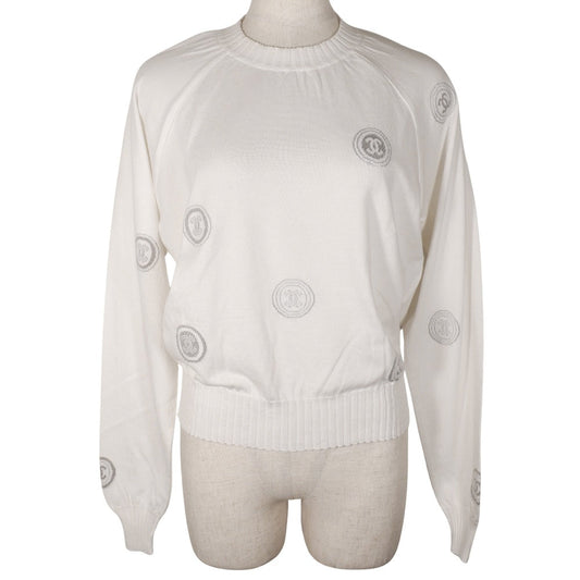 CHANEL sweater P17664V00938 cotton White 01P COCO Mark Women 42