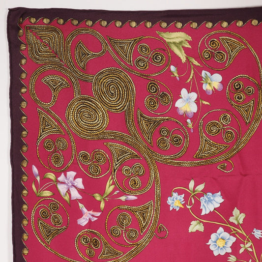 HERMES scarf silk Red ARABESQUES arabesque Carre90