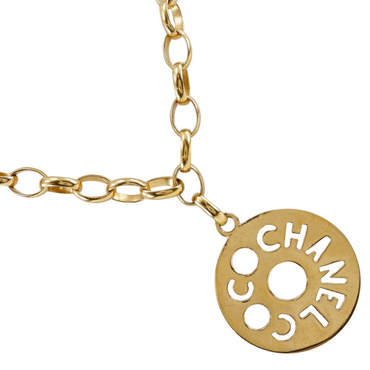 CHANEL Necklace Plated Gold gold   Round logo Women
