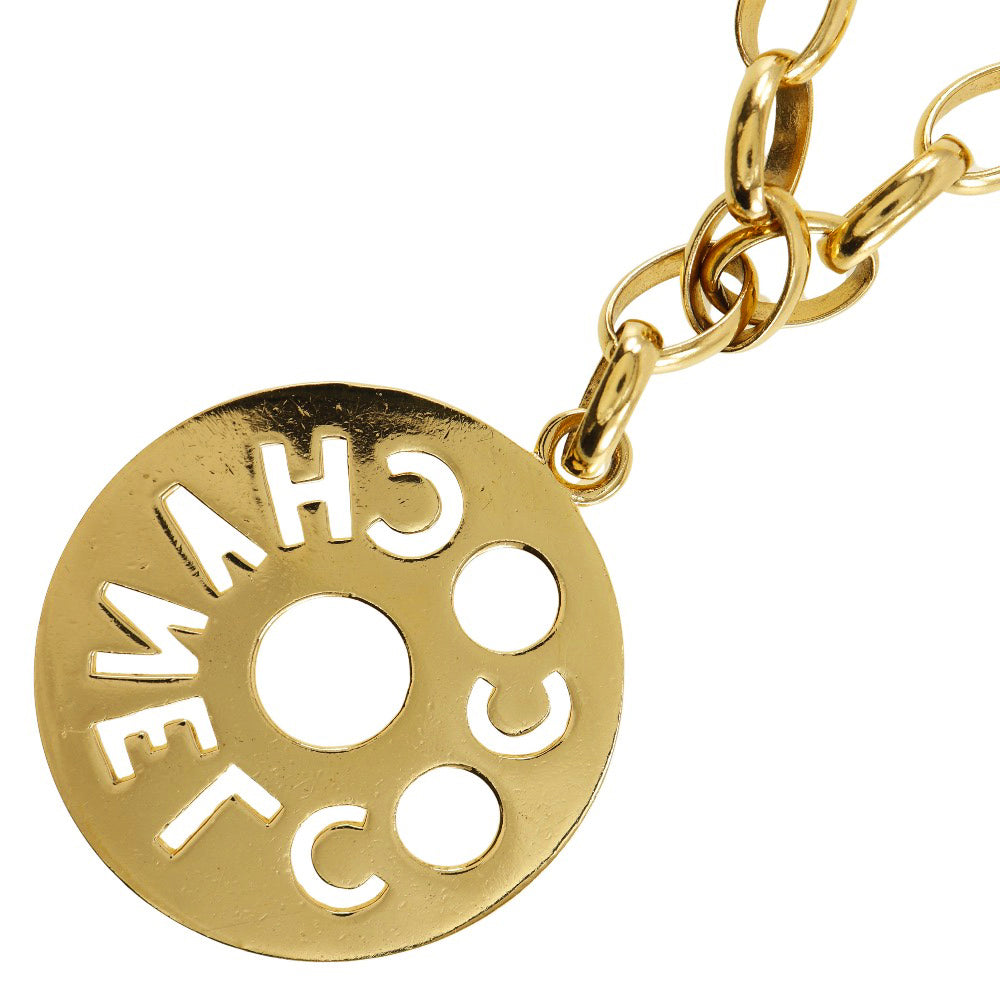 CHANEL Necklace Plated Gold gold   Round logo Women