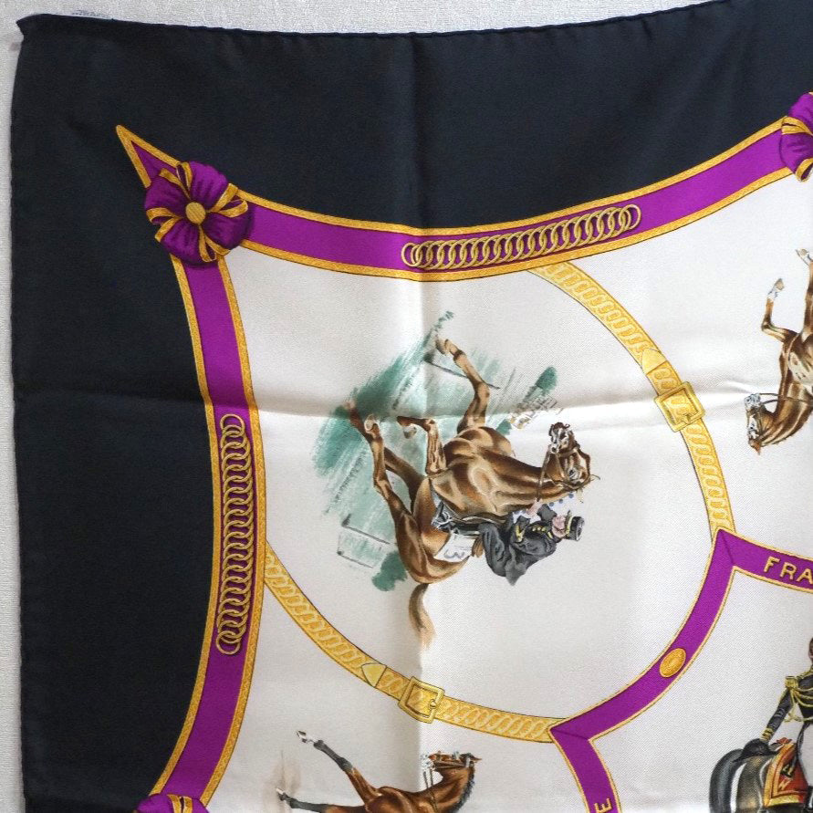 HERMES scarf silk white Le General L'Hotte Carre90 Women  d