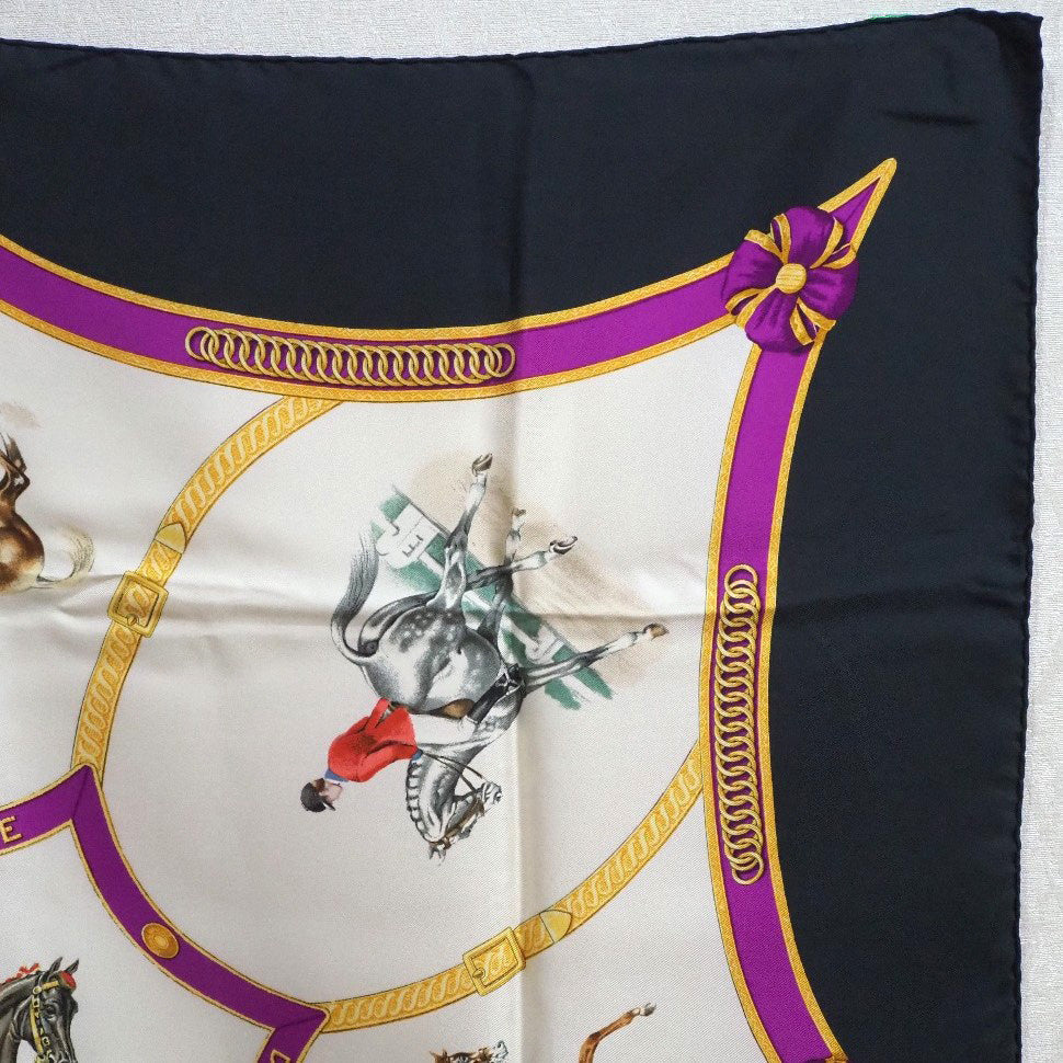 HERMES scarf silk white Le General L'Hotte Carre90 Women  d