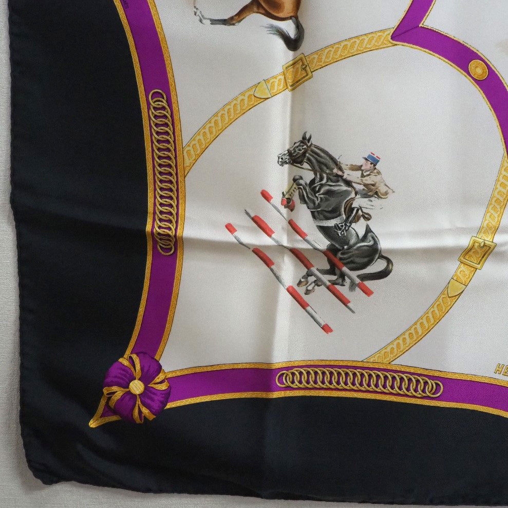 HERMES scarf silk white Le General L'Hotte Carre90 Women  d
