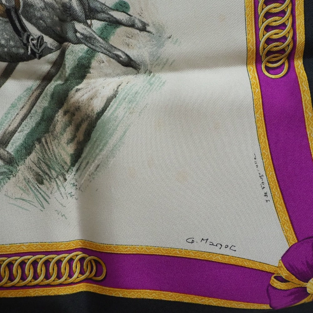 HERMES scarf silk white Le General L'Hotte Carre90 Women  d