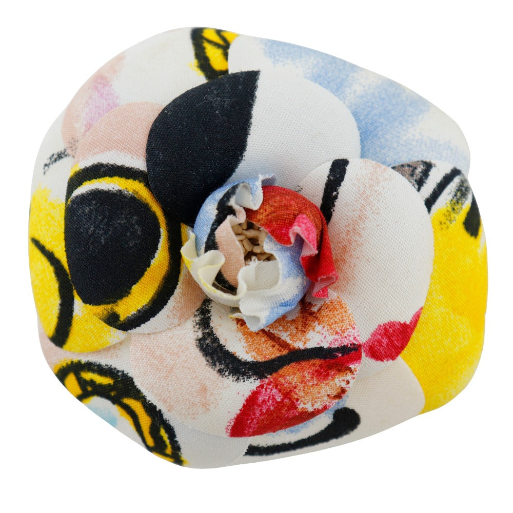 CHANEL Brooch cloth White / multicolor Camelia corsage Women  d