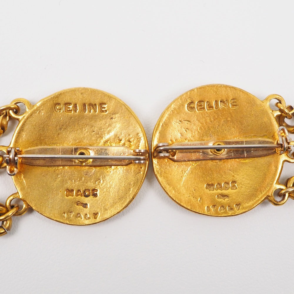 CELINE Brooch Plated Gold gold   Chain Women