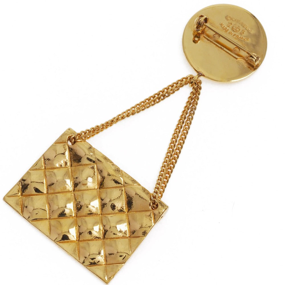 CHANEL Brooch Plated Gold gold   Matelasse bag motif COCO Mark Women