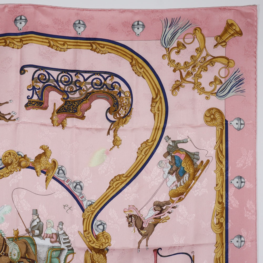 HERMES scarf silk pink Feather and bell Plumes et Grelots Carre90 Women  d