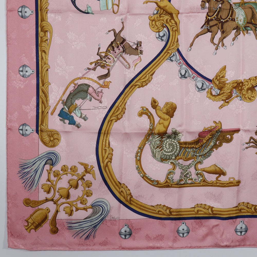 HERMES scarf silk pink Feather and bell Plumes et Grelots Carre90 Women  d