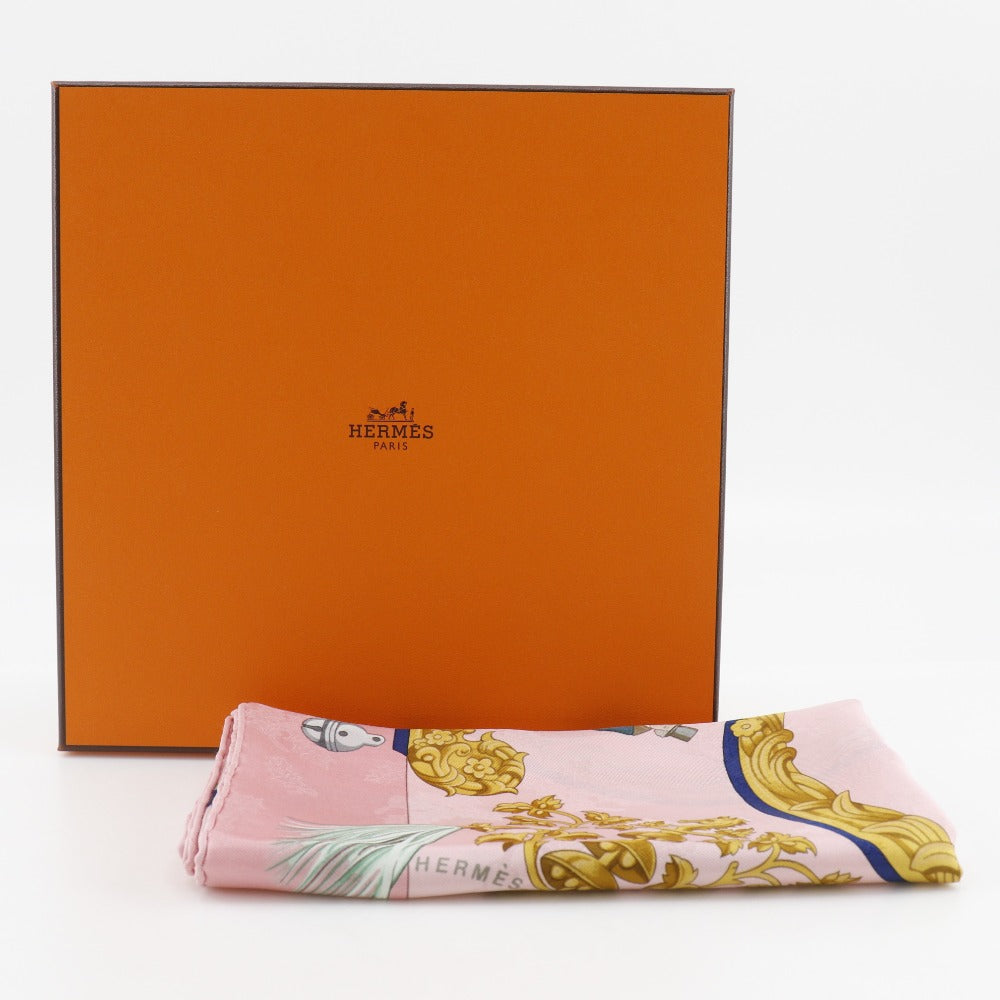 HERMES scarf silk pink Feather and bell Plumes et Grelots Carre90 Women  d