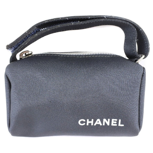 CHANEL Pouch Nylon gray logo   Women