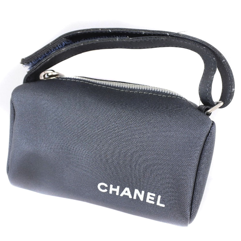 CHANEL Pouch Nylon gray logo   Women