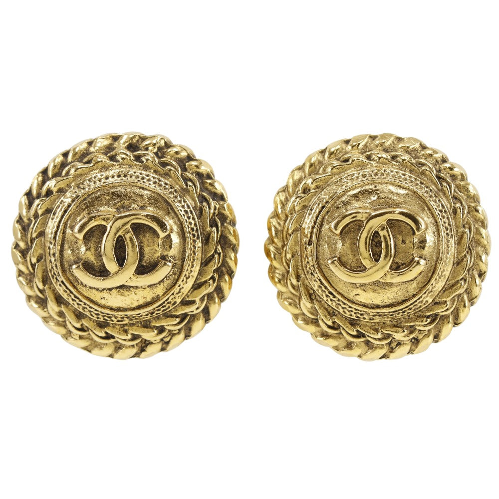 CHANEL Earring Plated Gold gold   COCO Mark Women