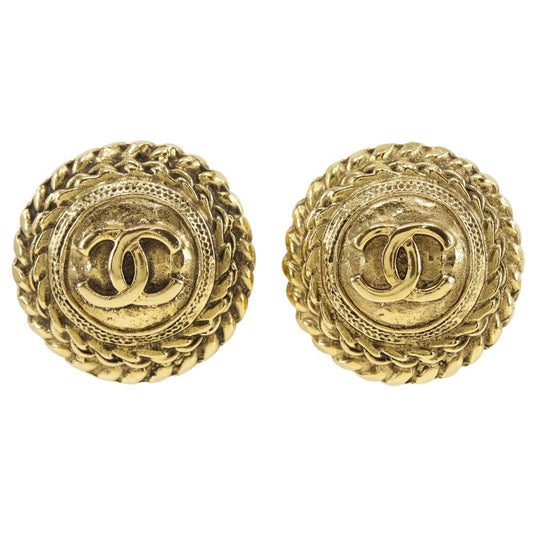 CHANEL Earring Plated Gold gold   COCO Mark Women