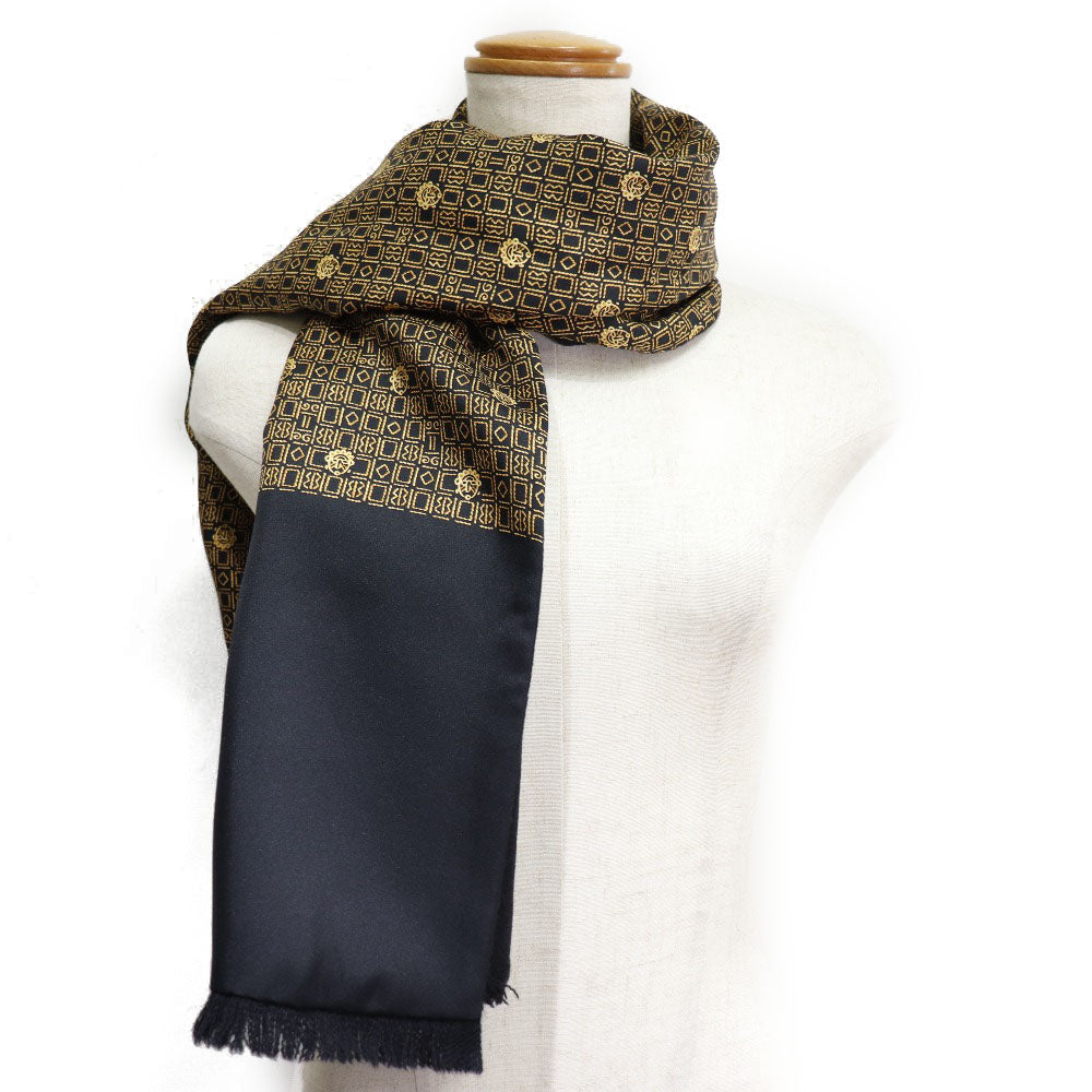HERMES Scarf Silk, Angora black unisex(Unisex)  d