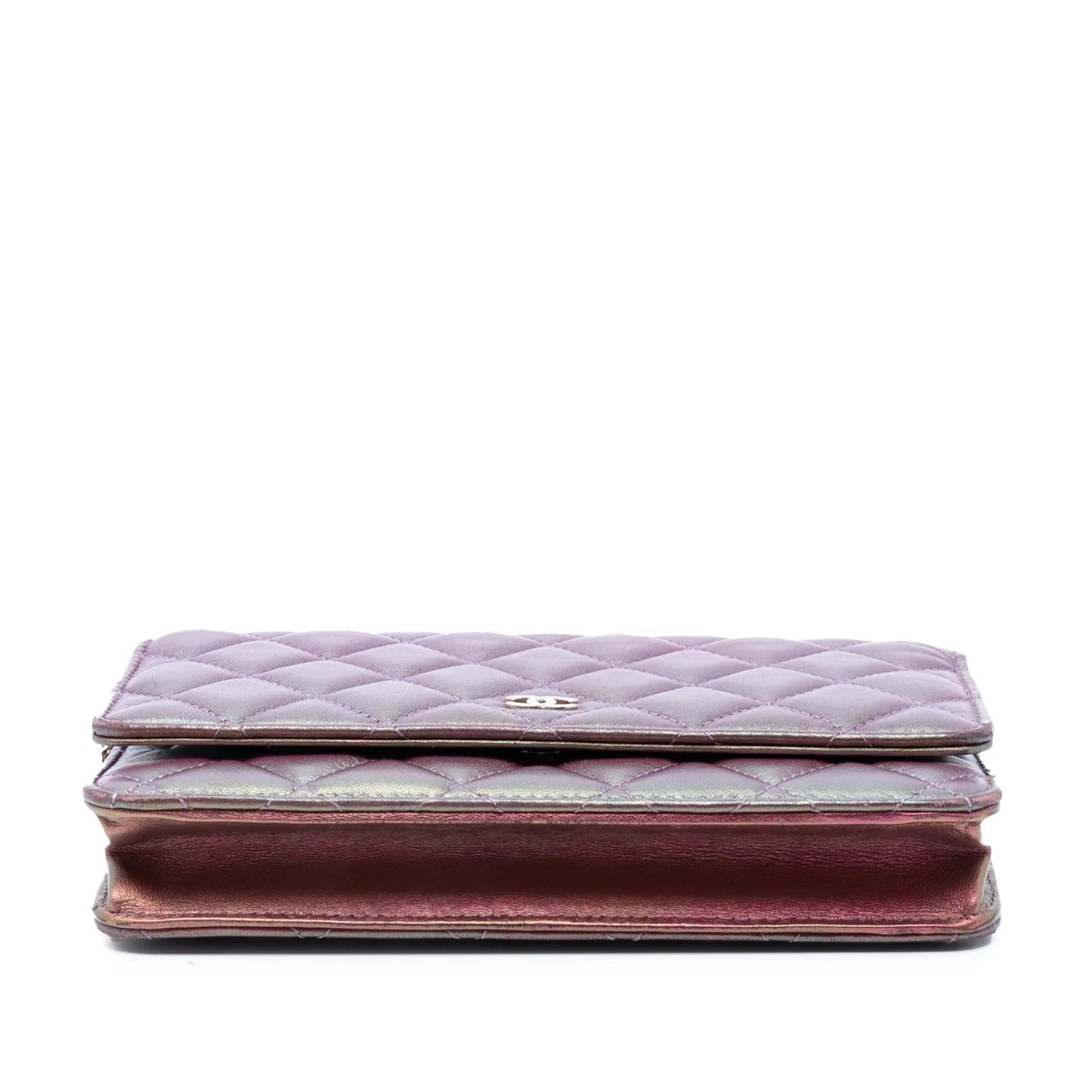 Purple Chanel CC Quilted Iridescent Lambskin Wallet on Chain Crossbody Bag