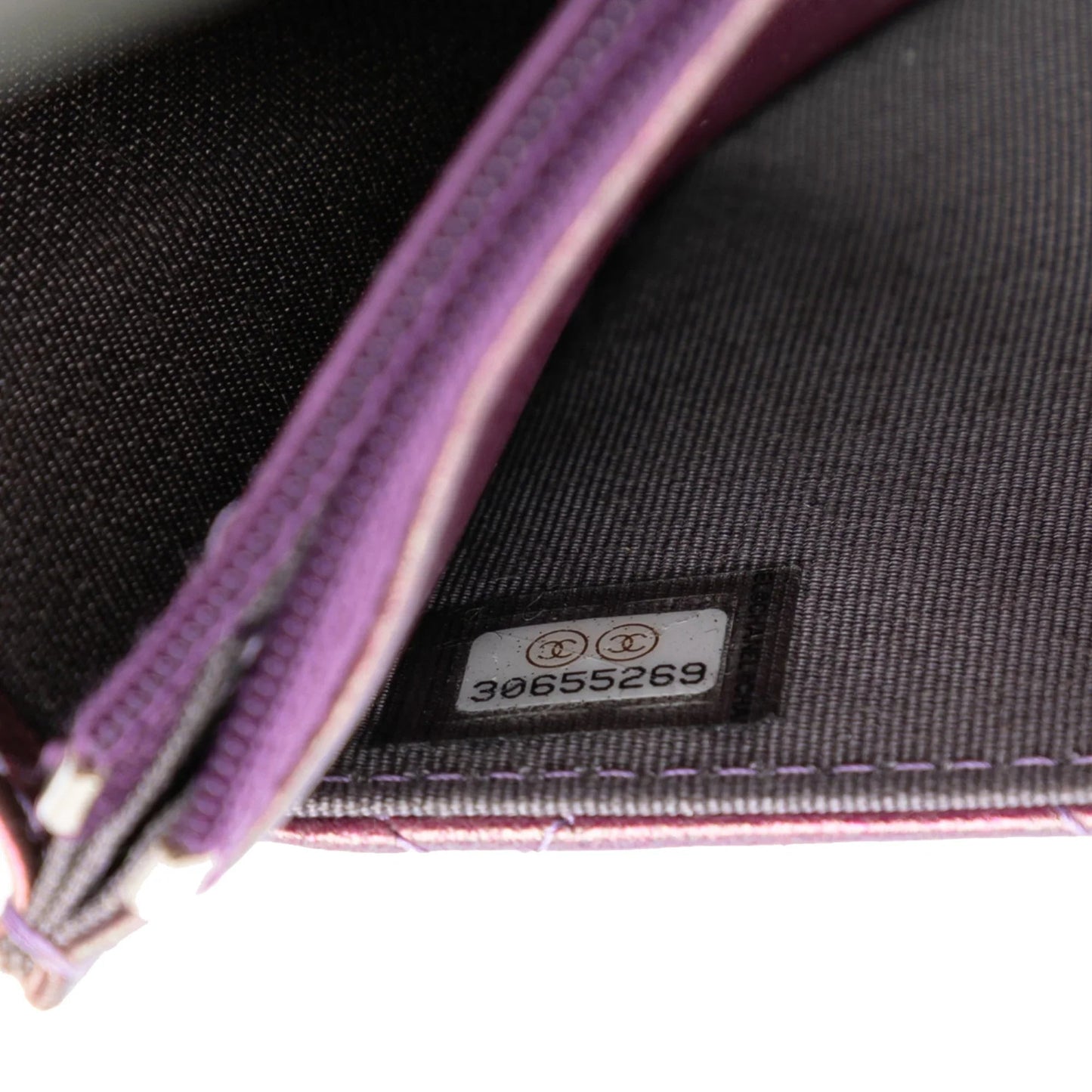 Purple Chanel CC Quilted Iridescent Lambskin Wallet on Chain Crossbody Bag