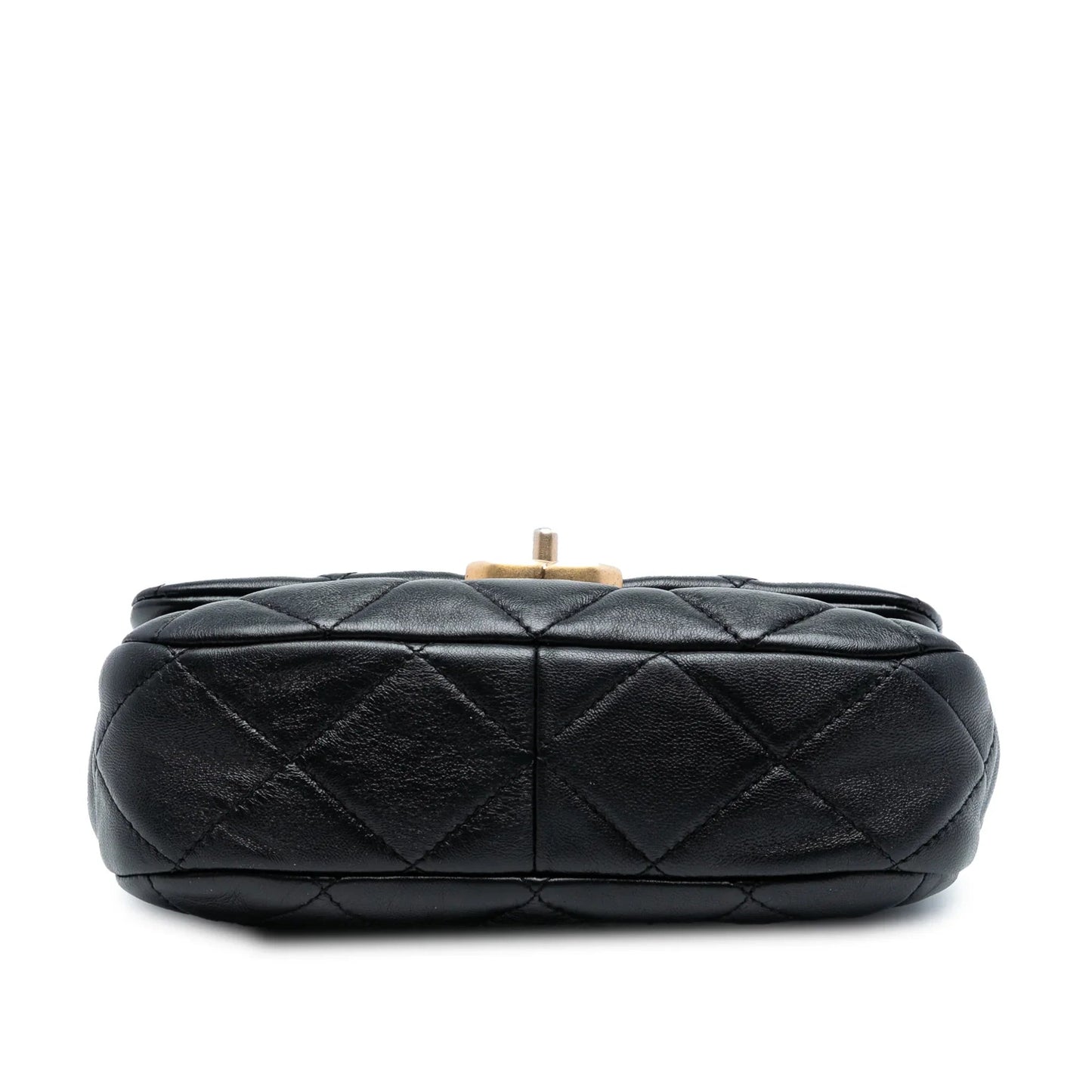 Black Chanel Mini Quilted Lambskin Lacquered Chain Flap Crossbody Bag